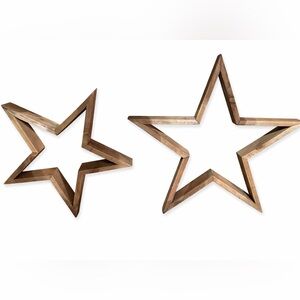 Wooden Star Wall Decor Set - Brown